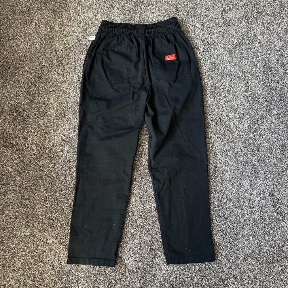 Cookman Chef Pants Black Ripstop Elastic Waist Tapered Workwear Size M